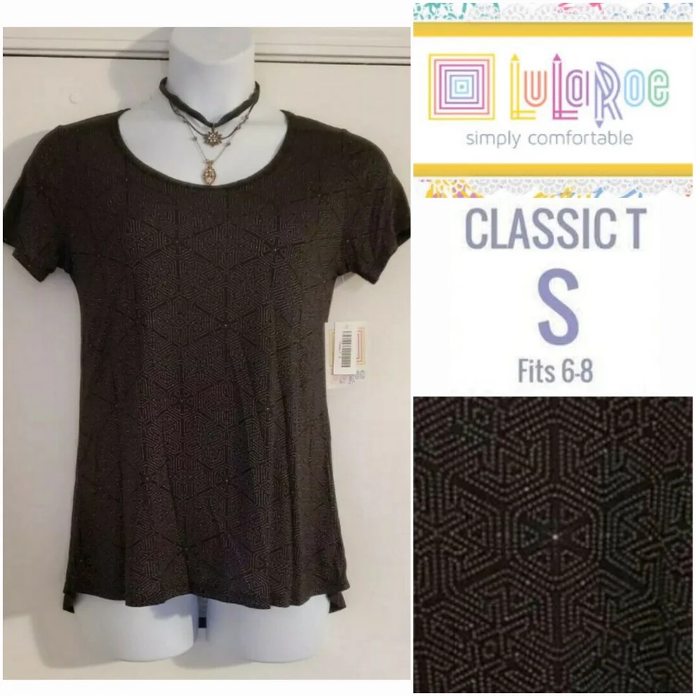 NWT LuLaRoe S Art Deco Geometric Black Classic T Tee Top - Pretty Gift! - Picture 6 of 16